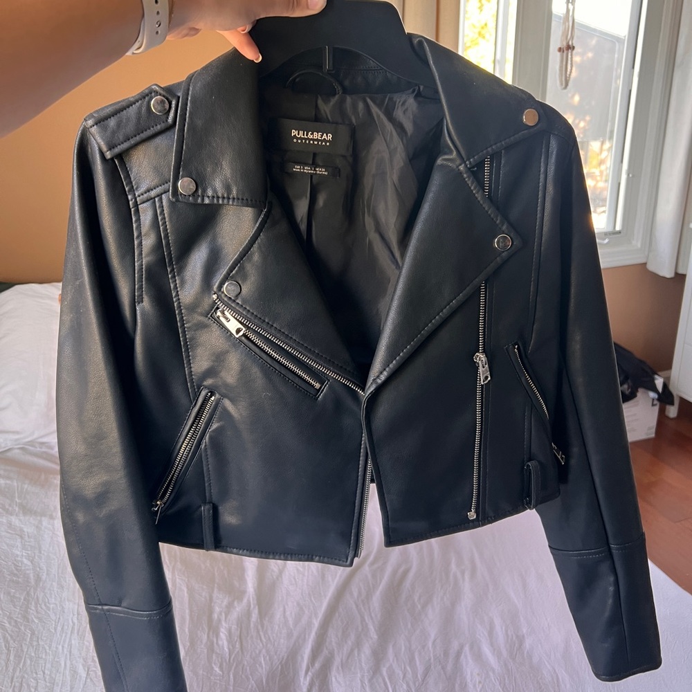 Pull & Bear Cropped Faux Leather Jacket